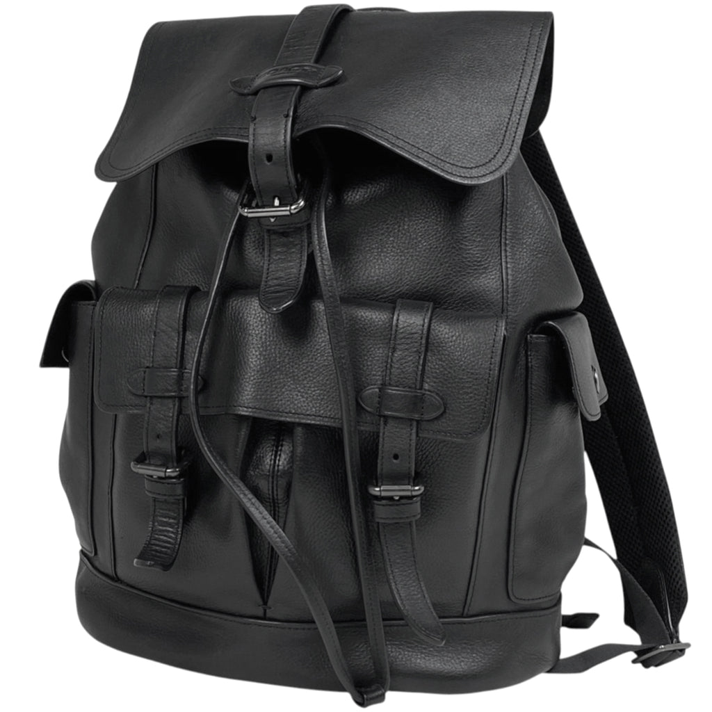 コーチ ロゴ リュックサック バックパック デイパック リュック レザー ブラック F23202 メンズ 【中古】brbag
