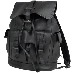 コーチ ロゴ リュックサック バックパック デイパック リュック レザー ブラック F23202 メンズ 【中古】brbag