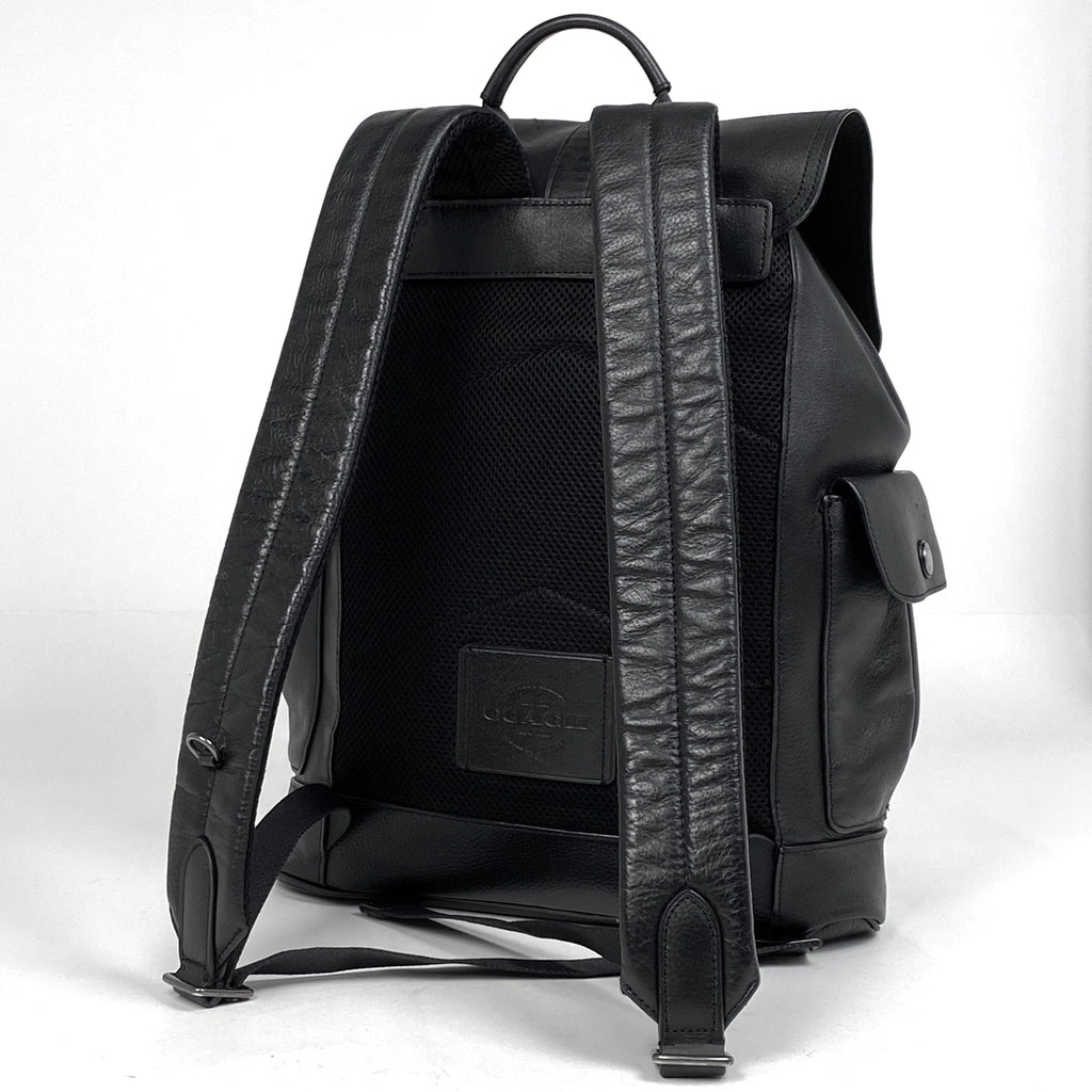 コーチ ロゴ リュックサック バックパック デイパック リュック レザー ブラック F23202 メンズ 【中古】brbag