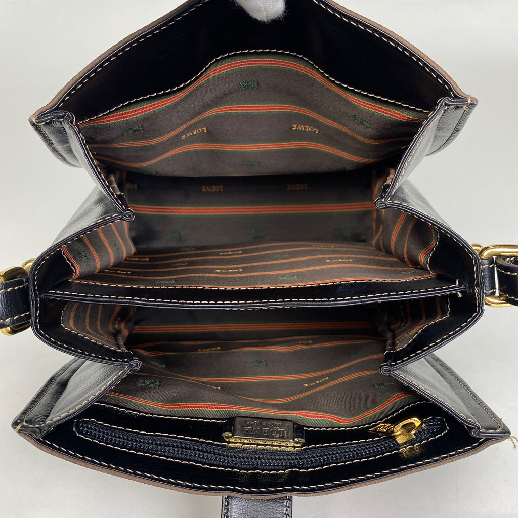 ロエベ ベラスケス ショルダーバッグ ロゴ ショルダーバッグ レザー ブラウン ブラック レディース 【中古】brbag