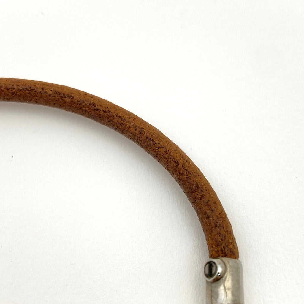 エルメス ジャンボ ブレスレット 腕輪 フック ブレスレット シルバーメッキ レザー ブラウン シルバー レディース 【中古】bracc