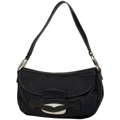 トッズ ロゴプレート ショルダーバッグ ワンショルダー ショルダーバッグ ナイロン ブラック レディース 【中古】brbag