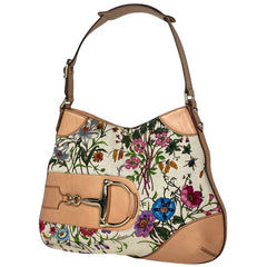 グッチ ホースビット ショルダーバッグ ワンショルダー ハンドバッグ フローラ 花柄 ショルダーバッグ キャンバス アイボリー マルチカラー 137388 レディース 【中古】brbag