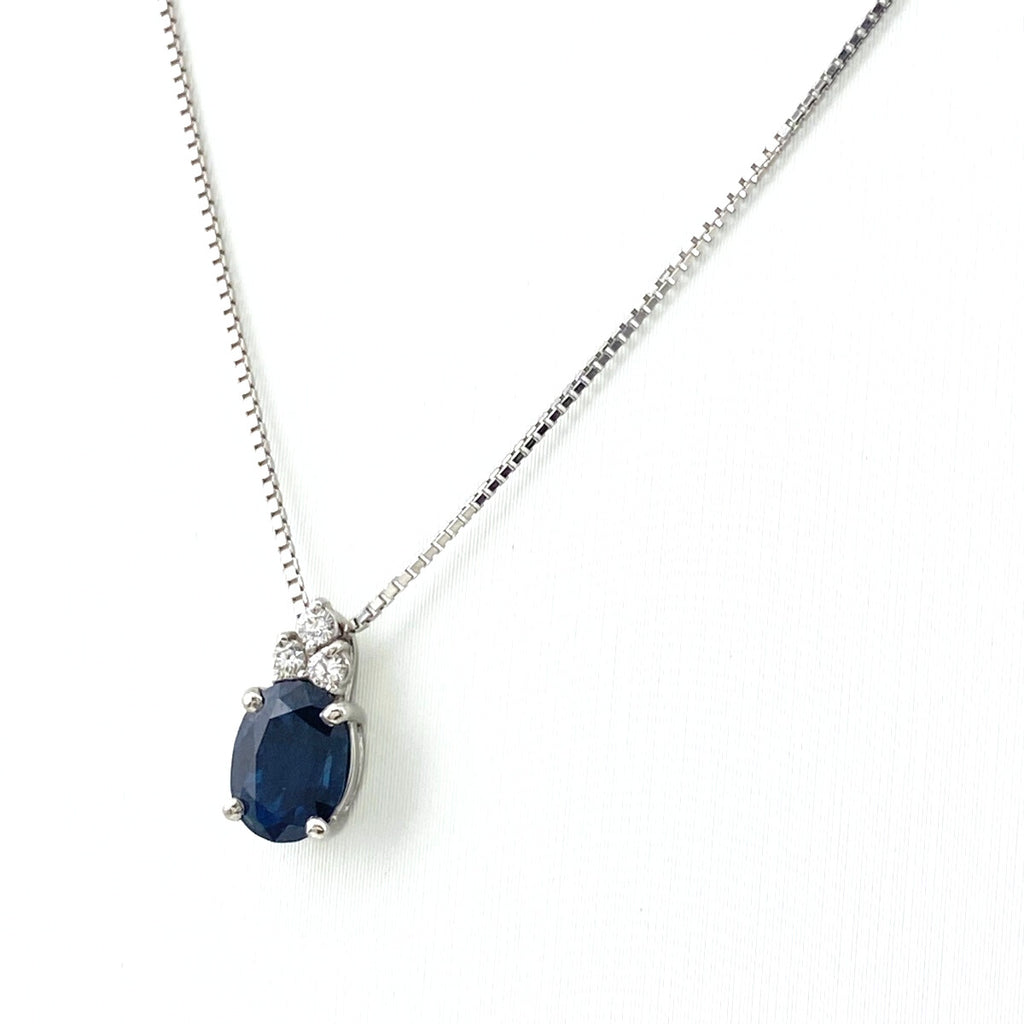 サファイア デザインネックレス プラチナ ペンダント メレダイヤ ネックレス Pt900 Pt850 サファイア レディース 【中古】nbjwl