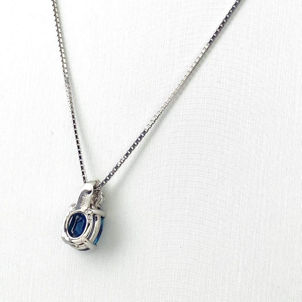 サファイア デザインネックレス プラチナ ペンダント メレダイヤ ネックレス Pt900 Pt850 サファイア レディース 【中古】nbjwl