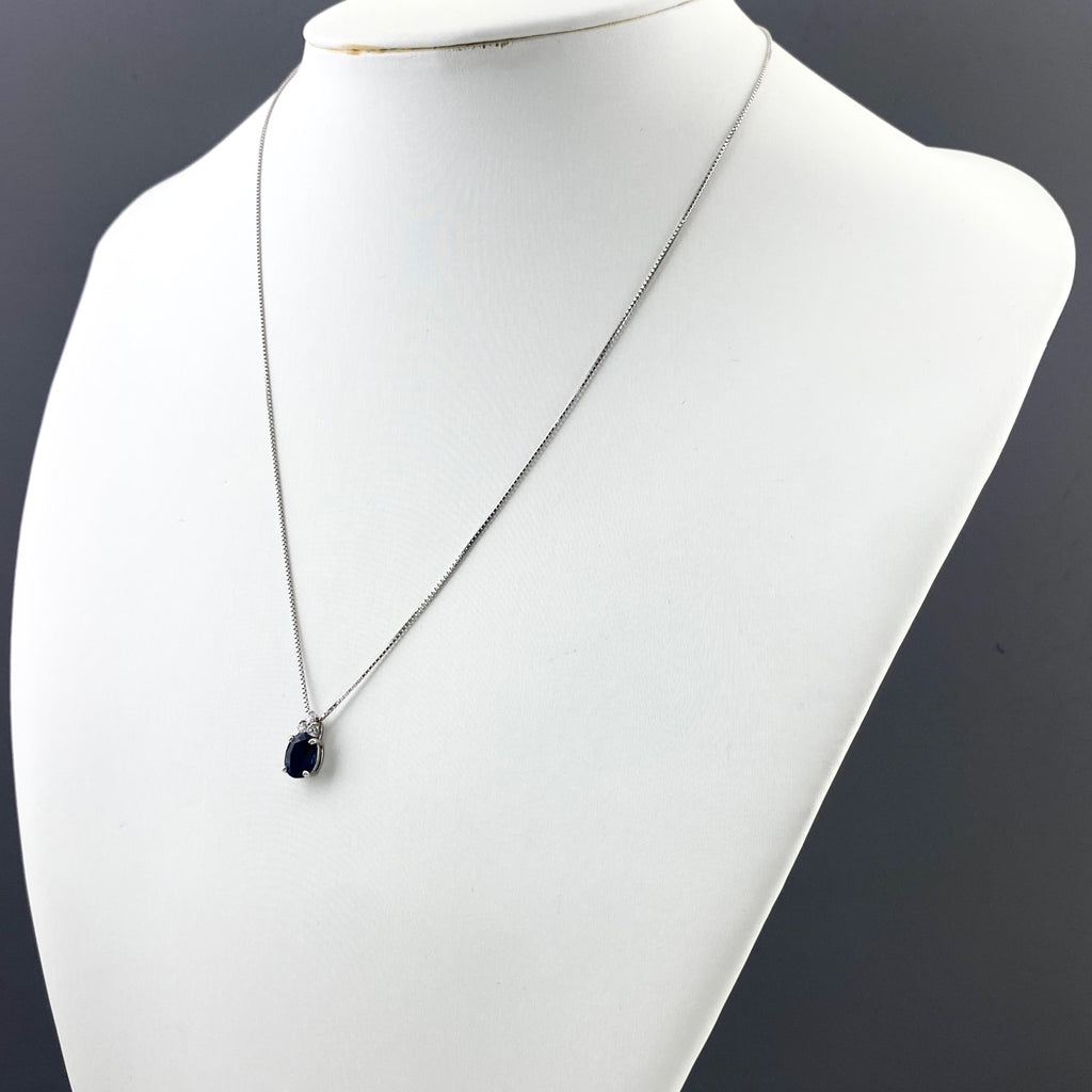 サファイア デザインネックレス プラチナ ペンダント メレダイヤ ネックレス Pt900 Pt850 サファイア レディース 【中古】nbjwl