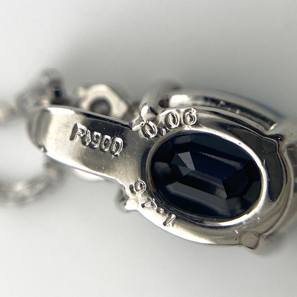 サファイア デザインネックレス プラチナ ペンダント メレダイヤ ネックレス Pt900 Pt850 サファイア レディース 【中古】nbjwl