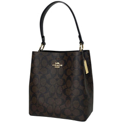 【在庫一掃】 コーチ シグネチャー スモール タウン バケット バッグ 2WAY ショルダーバッグ ハンドバッグ コーティングキャンバス ブラウン ブラック 2312 レディース 【中古】brbag