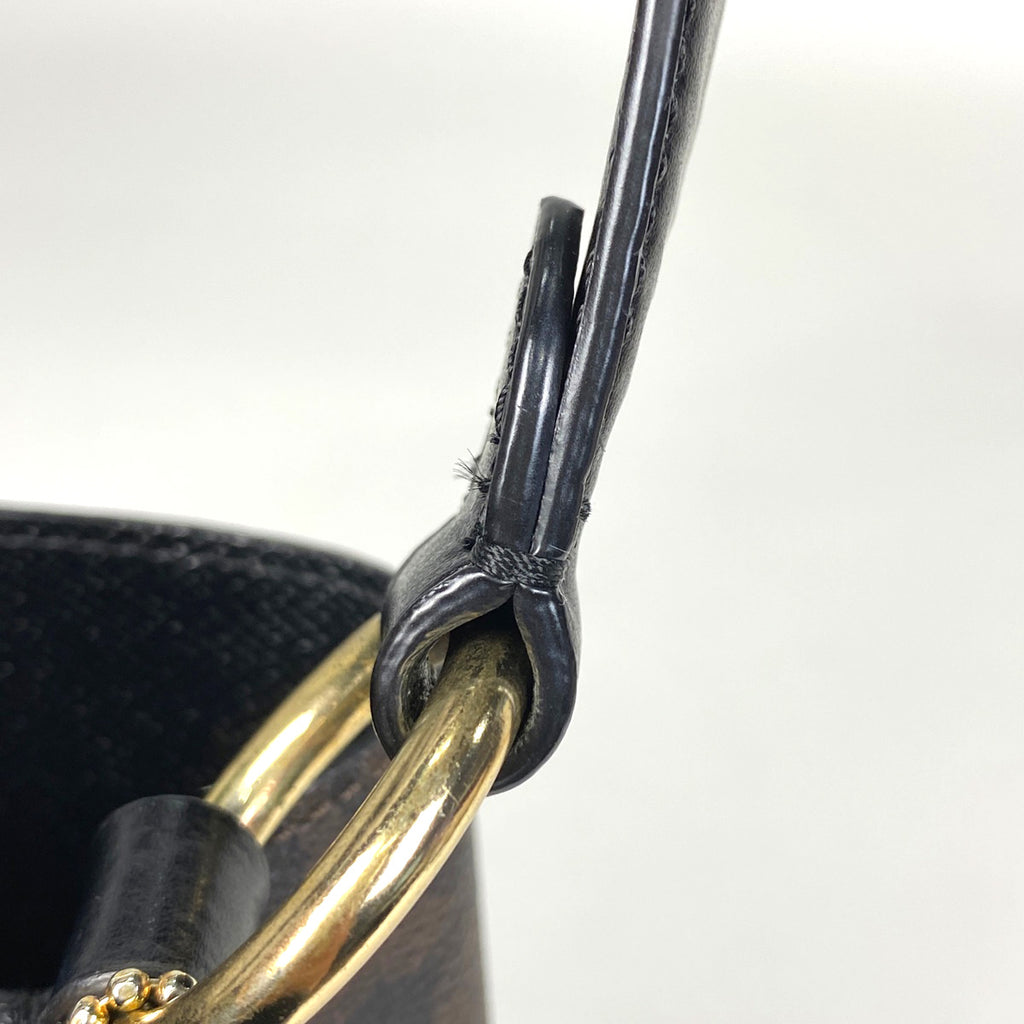 コーチ シグネチャー スモール タウン バケット バッグ 2WAY ショルダーバッグ ハンドバッグ コーティングキャンバス ブラウン ブラック 2312 レディース 【中古】brbag