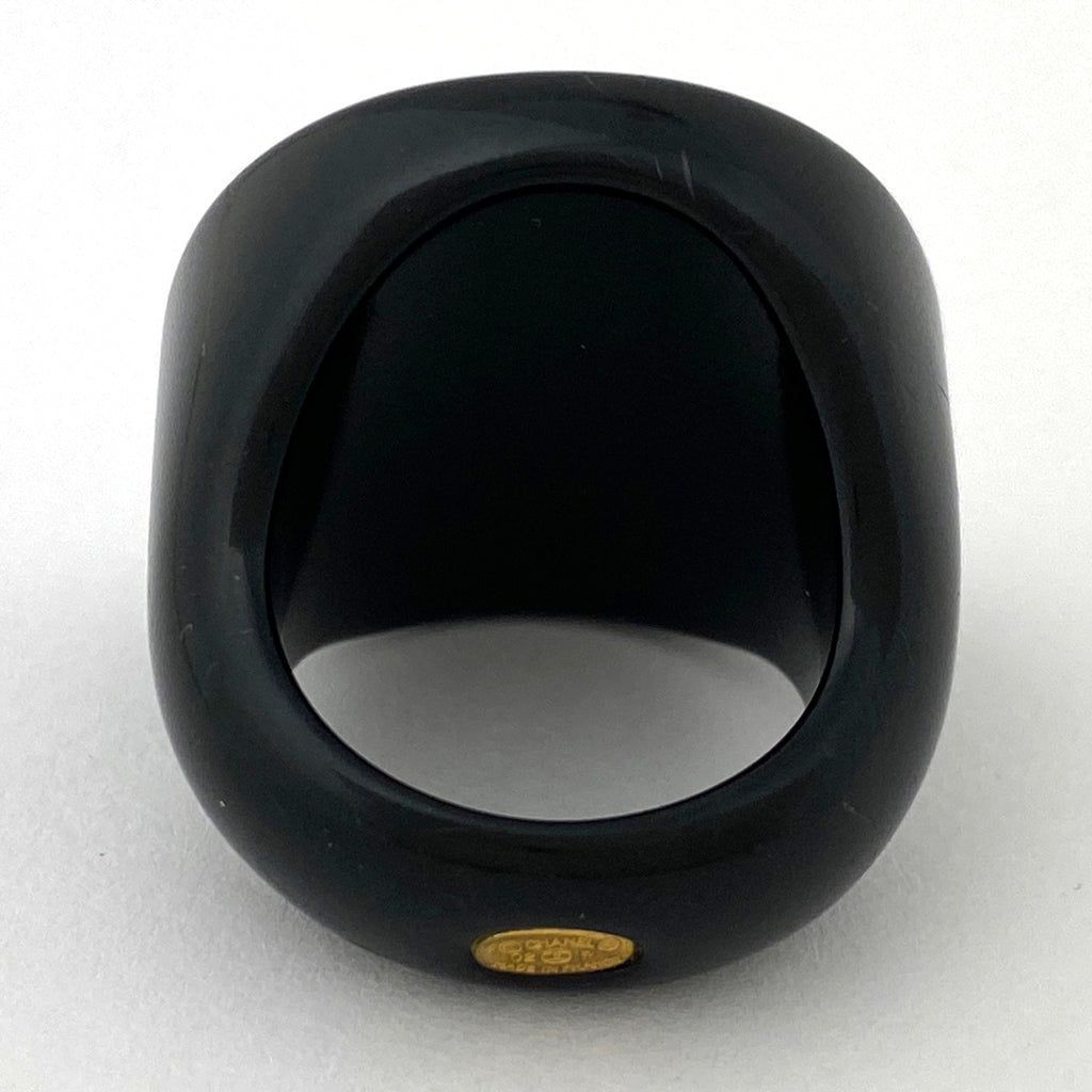 シャネル ココマーク リング クローバーモチーフ 花 指輪 リング 約12号 プラスチック ブラック レディース 【中古】bracc
