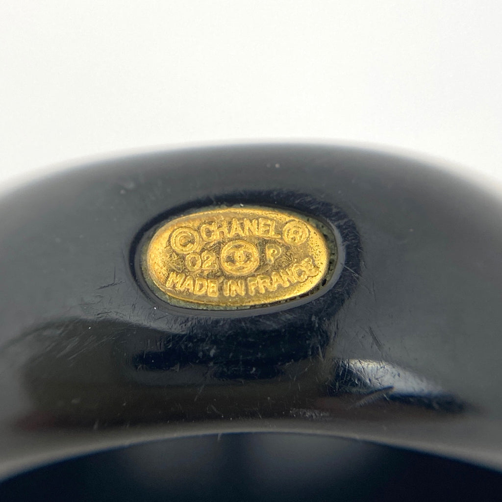 シャネル ココマーク リング クローバーモチーフ 花 指輪 リング 約12号 プラスチック ブラック レディース 【中古】bracc