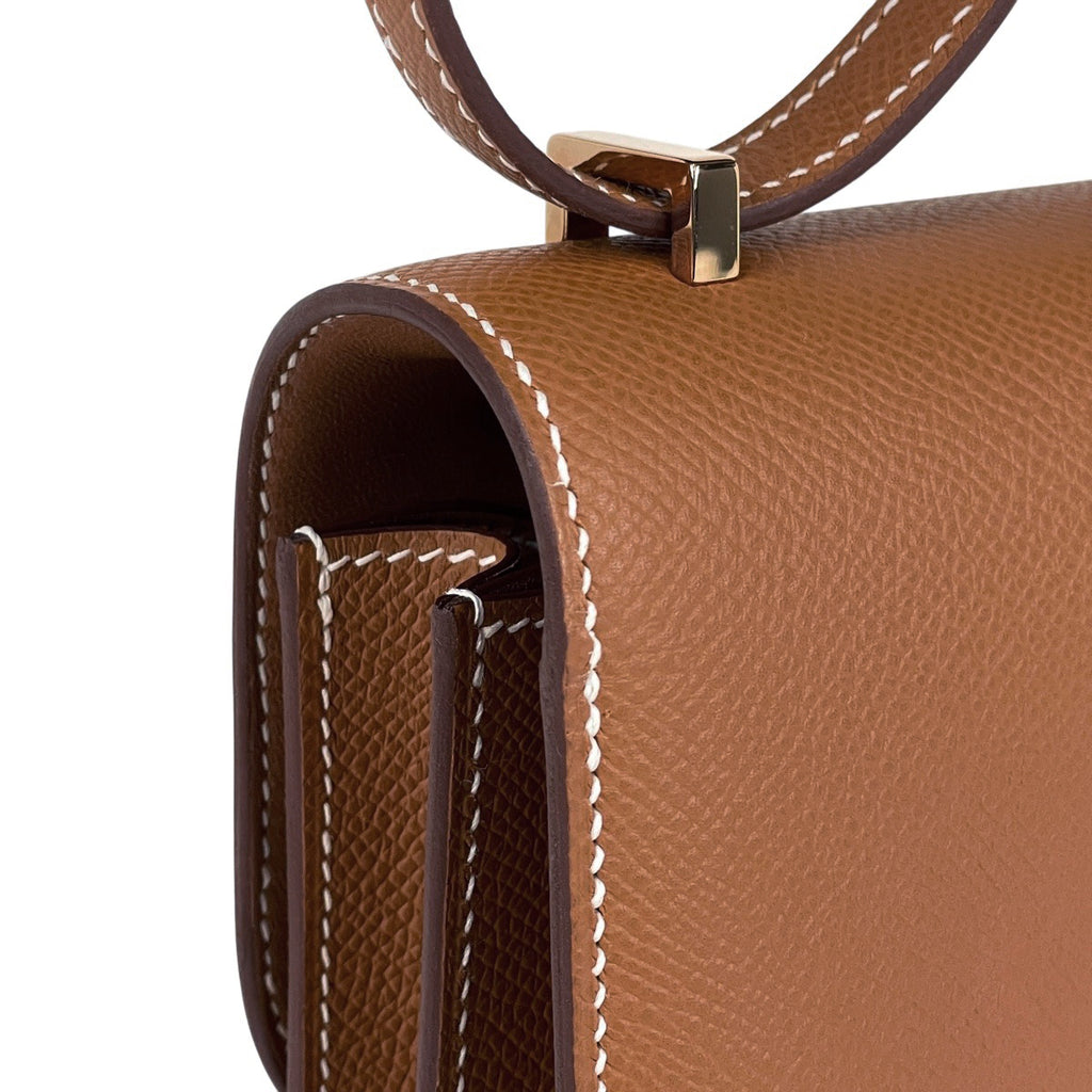 エルメス コンスタンス 18 ミニ 3 ミロワール ショルダーバッグ ヴォーエプソン ゴールド K レディース 【中古】brbag