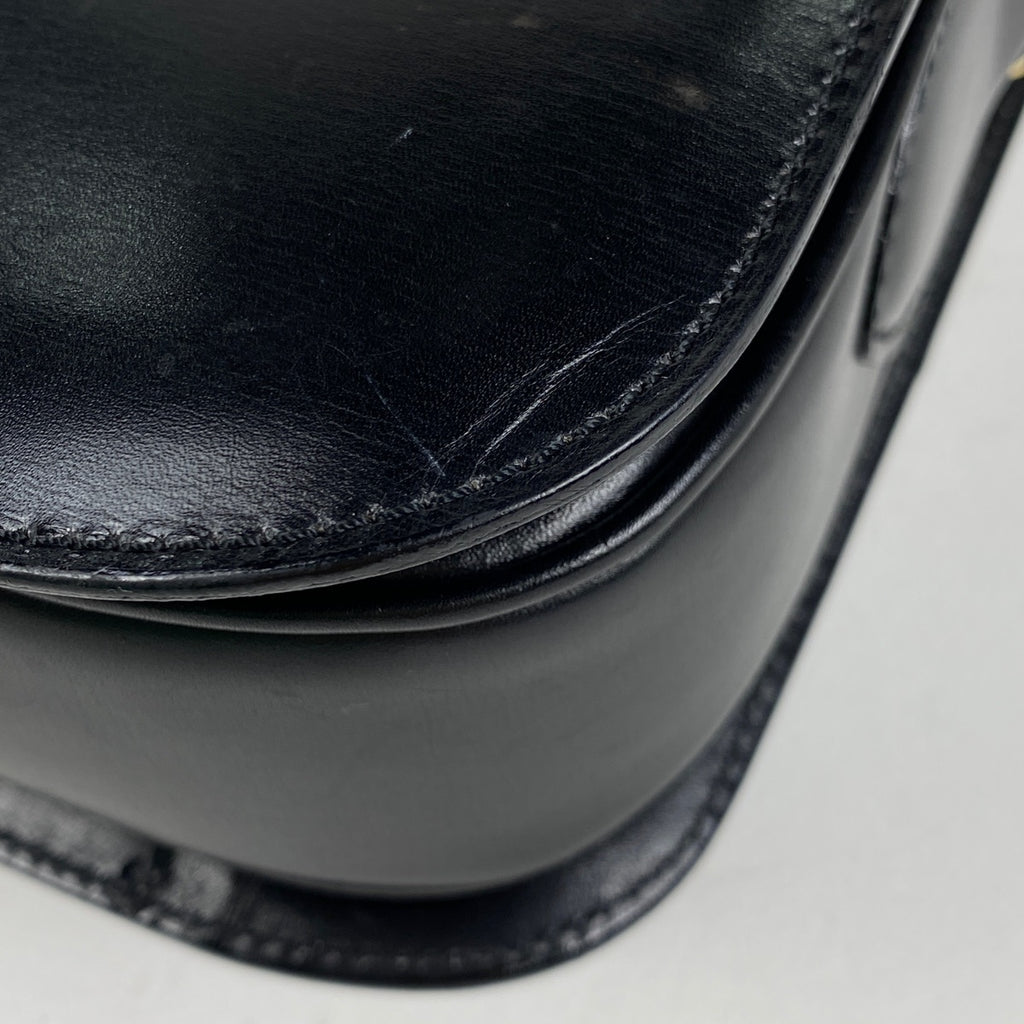セリーヌ 馬車金具 ショルダーバッグ ロゴ 肩掛け ショルダーバッグ レザー ブラック レディース 【中古】brbag