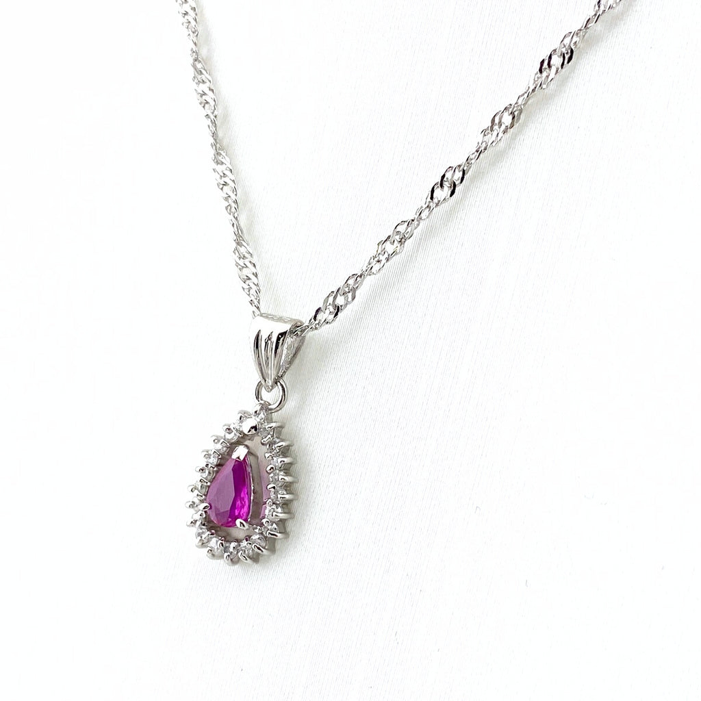 ルビー デザインネックレス プラチナ ペンダント メレダイヤ ネックレス Pt900 Pt850 ルビー レディース 【中古】nbjwl