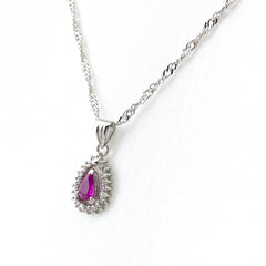 ルビー デザインネックレス プラチナ ペンダント メレダイヤ ネックレス Pt900 Pt850 ルビー レディース 【中古】nbjwl