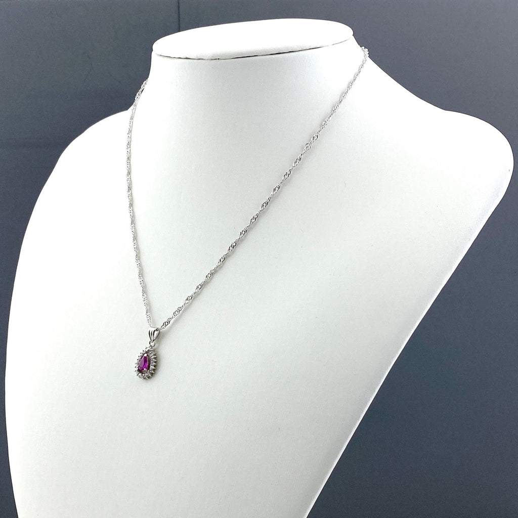 ルビー デザインネックレス プラチナ ペンダント メレダイヤ ネックレス Pt900 Pt850 ルビー レディース 【中古】nbjwl