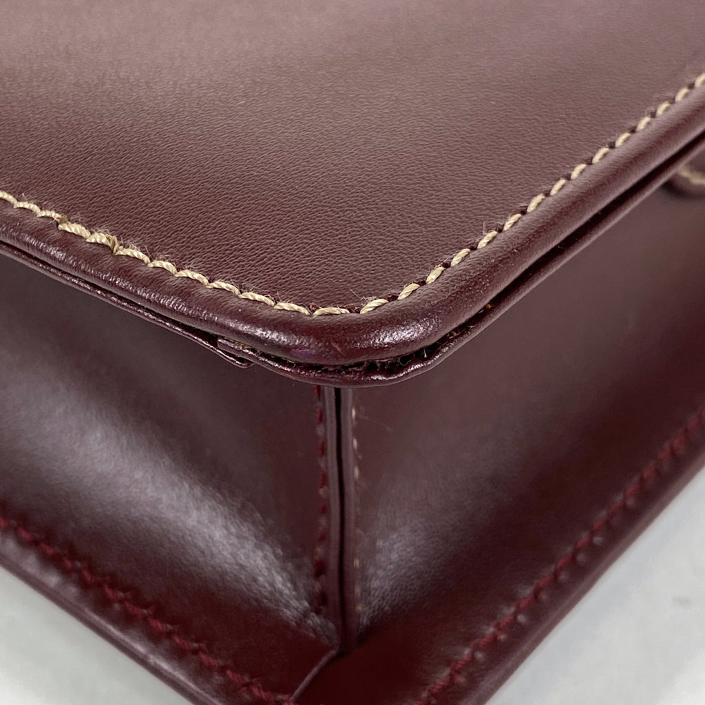 カルティエ マストライン ショルダーバッグ Wフラップ 肩掛け ショルダーバッグ レザー ボルドー レディース 【中古】brbag