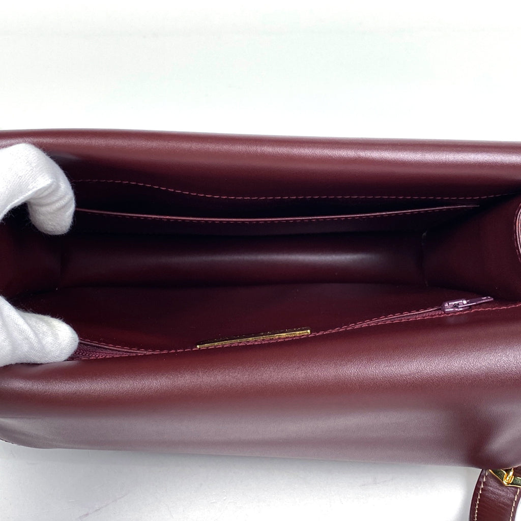 カルティエ マストライン ショルダーバッグ Wフラップ 肩掛け ショルダーバッグ レザー ボルドー レディース 【中古】brbag