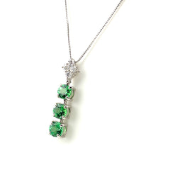 グリーングロッシュラーガーネット デザインネックレス プラチナ ペンダント メレダイヤ ネックレス Pt900 Pt850 グリーングロッシュラーガーネット レディース 【中古】nbjwl