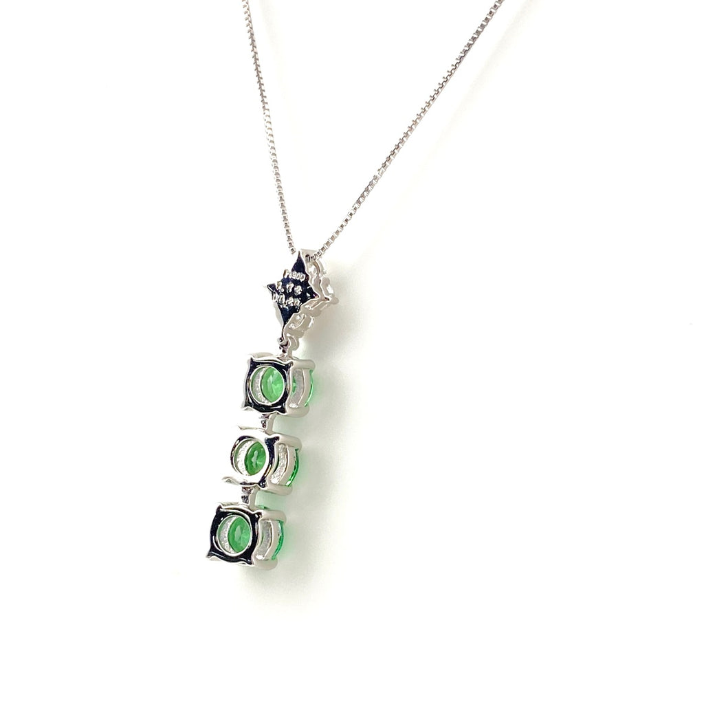 グリーングロッシュラーガーネット デザインネックレス プラチナ ペンダント メレダイヤ ネックレス Pt900 Pt850 グリーングロッシュラーガーネット レディース 【中古】nbjwl