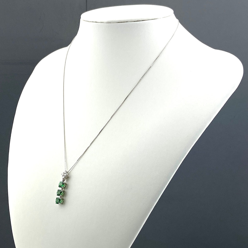 グリーングロッシュラーガーネット デザインネックレス プラチナ ペンダント メレダイヤ ネックレス Pt900 Pt850 グリーングロッシュラーガーネット レディース 【中古】nbjwl