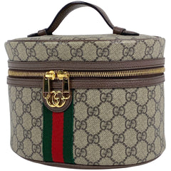 グッチ オフィディア バニティ バッグ GGスプリーム コスメティックケース GG柄 シェリーライン 化粧ポーチ コーティングキャンバス ブラウン 611001 レディース 【中古】brbag