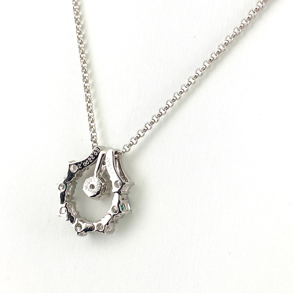 エメラルド デザインネックレス プラチナ ペンダント メレダイヤ ダイヤモンド ネックレス Pt900 Pt850 エメラルド レディース 【中古】nbjwl