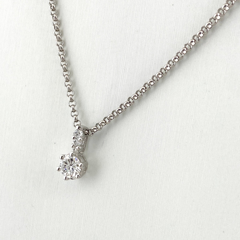 エメラルド デザインネックレス プラチナ ペンダント メレダイヤ ダイヤモンド ネックレス Pt900 Pt850 エメラルド レディース 【中古】nbjwl