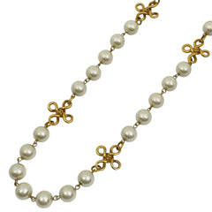 シャネル ココマーク フェイクパール ネックレス ロング ネックレス GP フェイクパール ゴールド ホワイト レディース 【中古】bracc