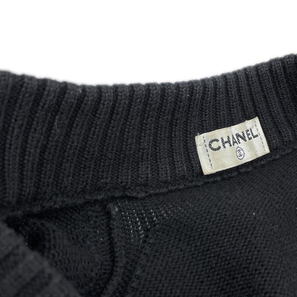 シャネル Vネック セーター ニット トップス セーター コットン ブラック レディース 【中古】brapp