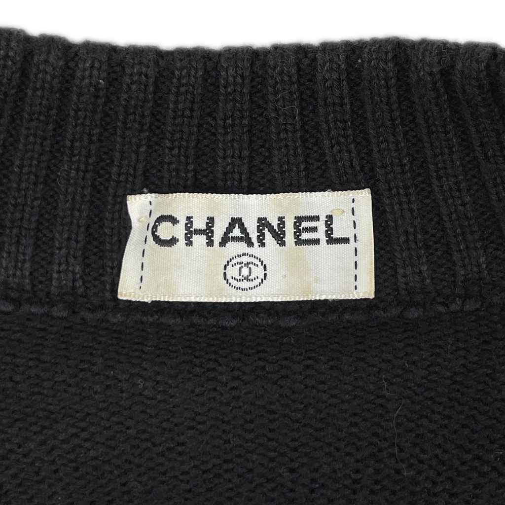 シャネル Vネック セーター ニット トップス セーター コットン ブラック レディース 【中古】brapp