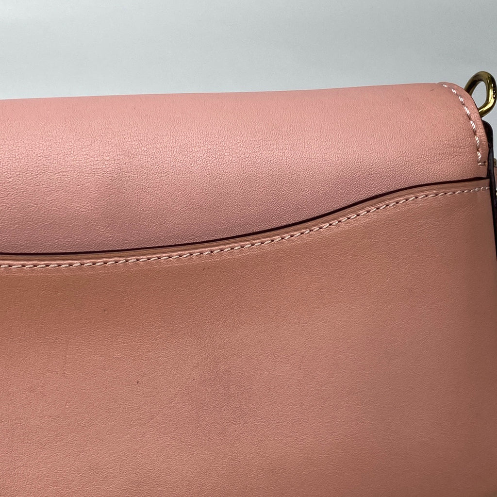 コーチ ロゴ ショルダーバッグ ディンキー ターンロック ショルダーバッグ レザー ピンク 37296 レディース 【中古】brbag