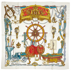 エルメス カレ 90 MUSEE 博物館 美術館 スカーフ シルク ホワイト マルチカラー レディース 【中古】brbag