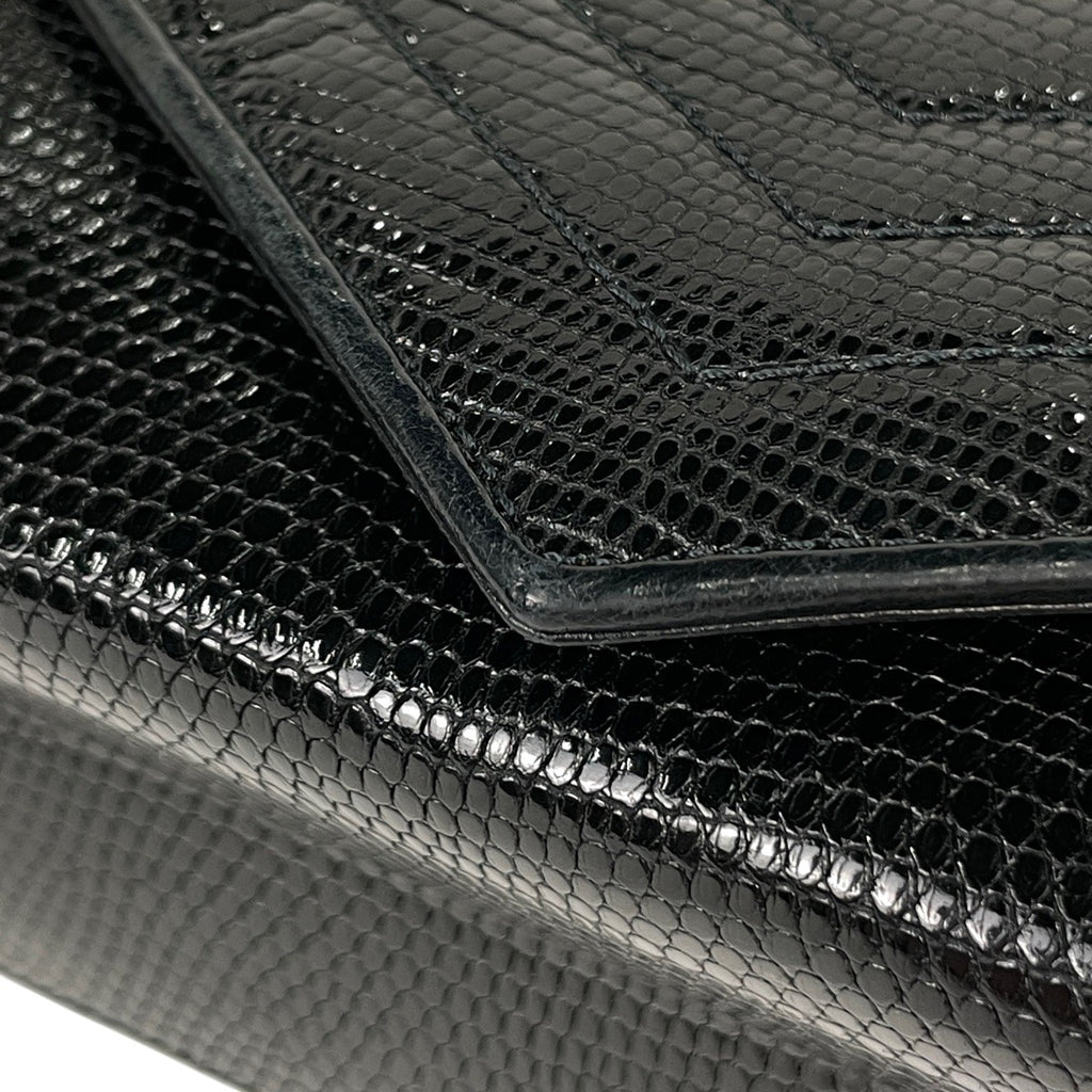 シャネル ココマーク チェーン ショルダーバッグ リザード ブラック レディース 【中古】brbag