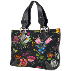 グッチ フローラ トートバッグ ハンドバッグ トートバッグ キャンバス ブラック マルチカラー 153024 レディース 【中古】brbag