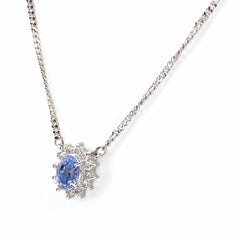 サファイア デザインネックレス プラチナ ペンダント メレダイヤ ネックレス Pt850 サファイア ダイヤモンド レディース 【中古】nbjwl