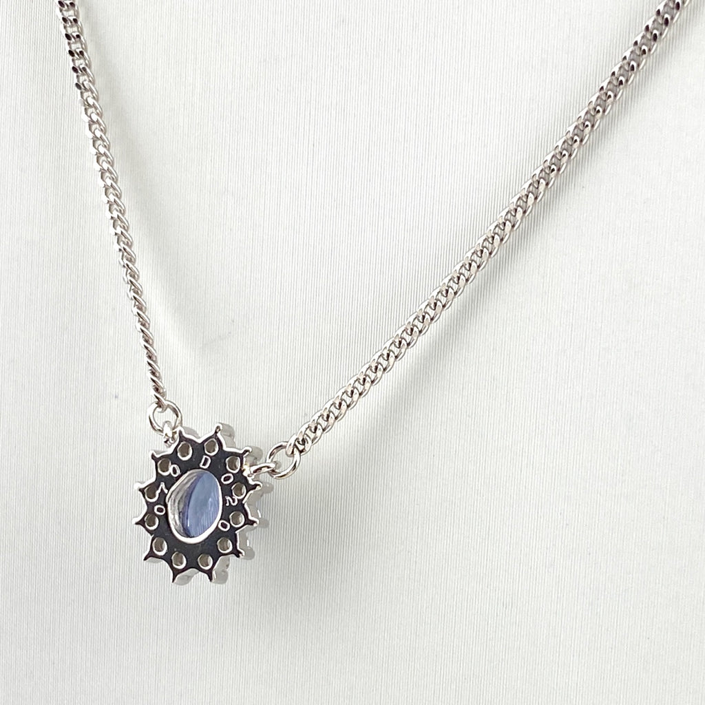 サファイア デザインネックレス プラチナ ペンダント メレダイヤ ネックレス Pt850 サファイア ダイヤモンド レディース 【中古】nbjwl