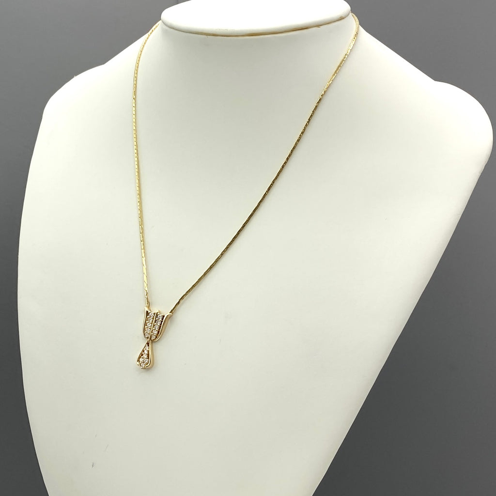 メレダイヤ デザインネックレス YG イエローゴールド ペンダント ネックレス 750 K18 ダイヤモンド レディース 【中古】nbjwl