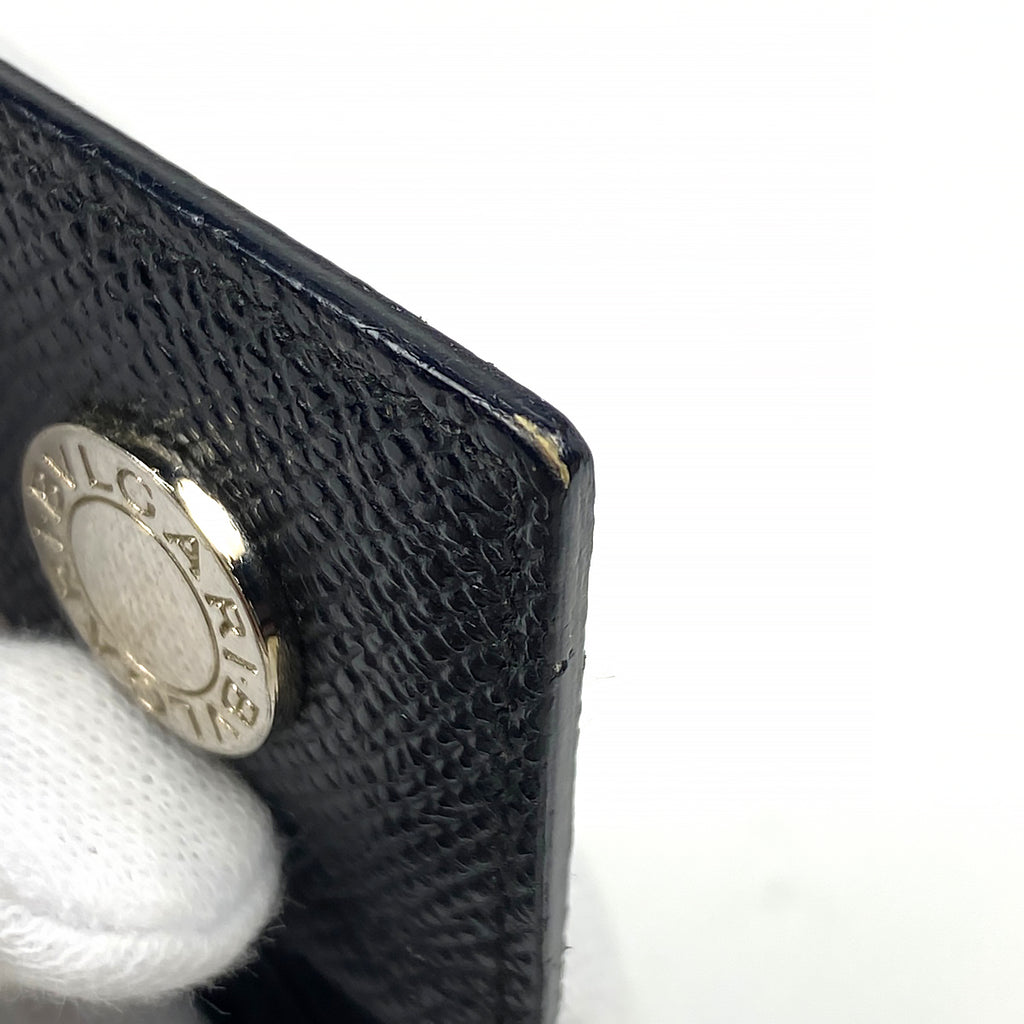 ブルガリ ロゴ カードケース 名刺入れ マルチケース カードケース レザー ブラック メンズ 【中古】brbag