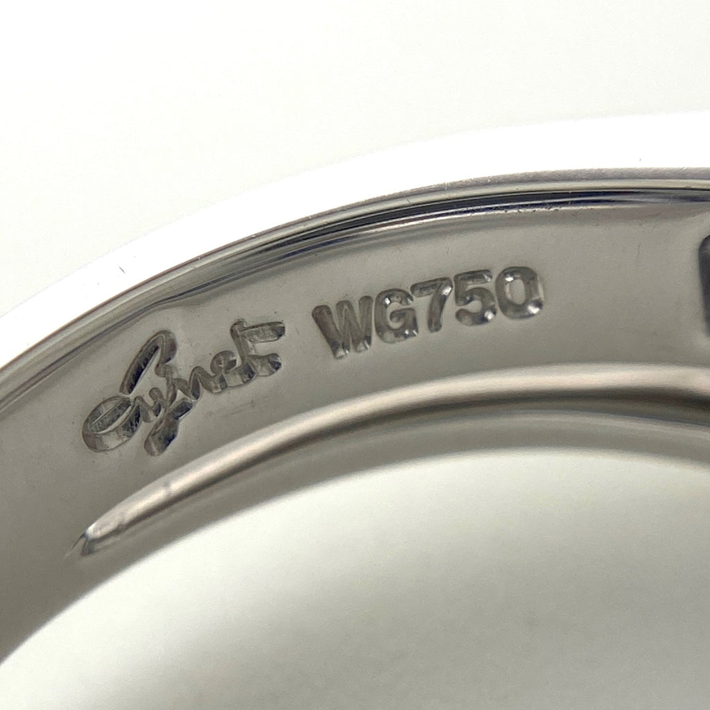 ジュネ サファイア デザインリング WG ホワイトゴールド 指輪 メレダイヤ ダイヤモンド リング 13号 750 WG サファイア レディース 【中古】brjwl