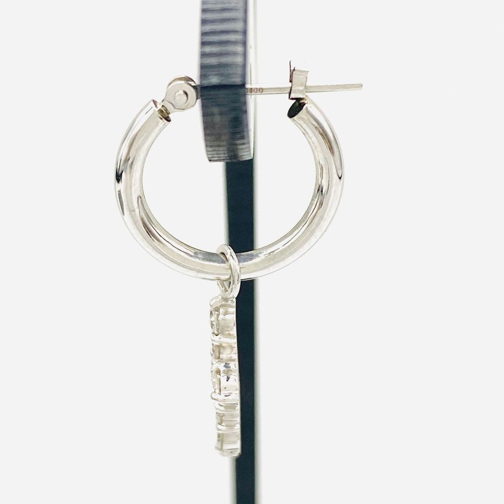 クロスモチーフ デザインピアス プラチナ メレダイヤ フープ スイング 十字架 ピアス Pt900 ダイヤモンド レディース 【中古】nbjwl