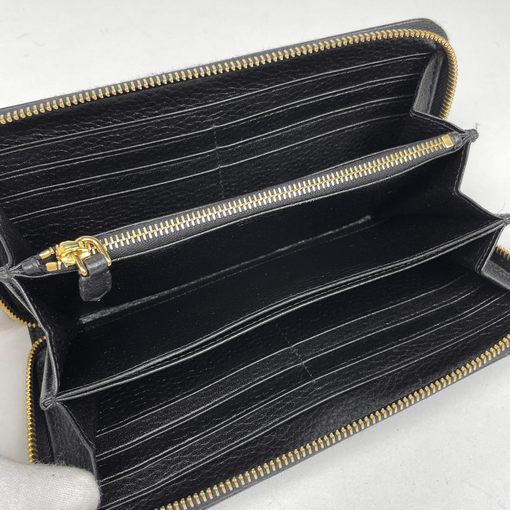 プラダ ロゴ ラウンドファスナー 長財布 ラウンドジップ 長財布 レザー ネロ(ブラック) 1ML506 レディース 【中古】brbag