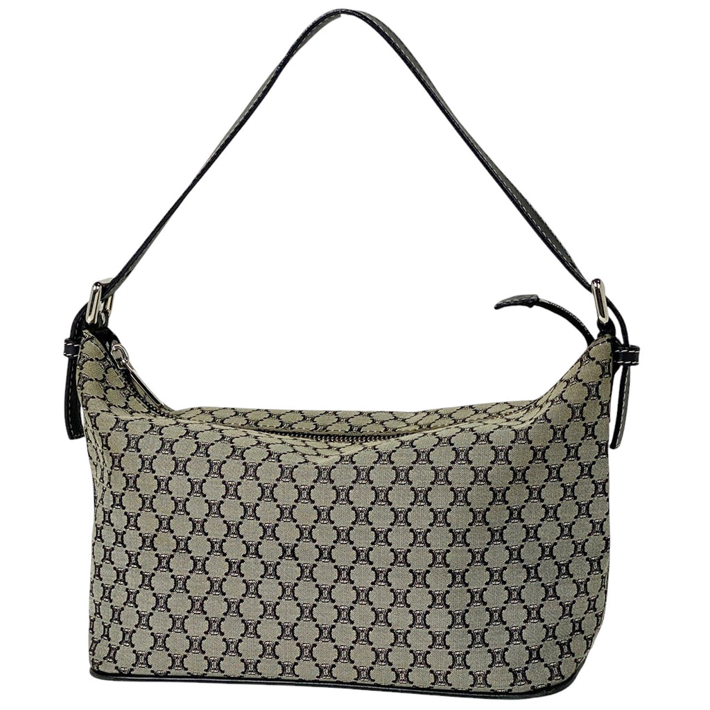 セリーヌ マカダム柄 ハンドバッグ ショルダーバッグ ハンドバッグ キャンバス グレー ブラック レディース 【中古】brbag