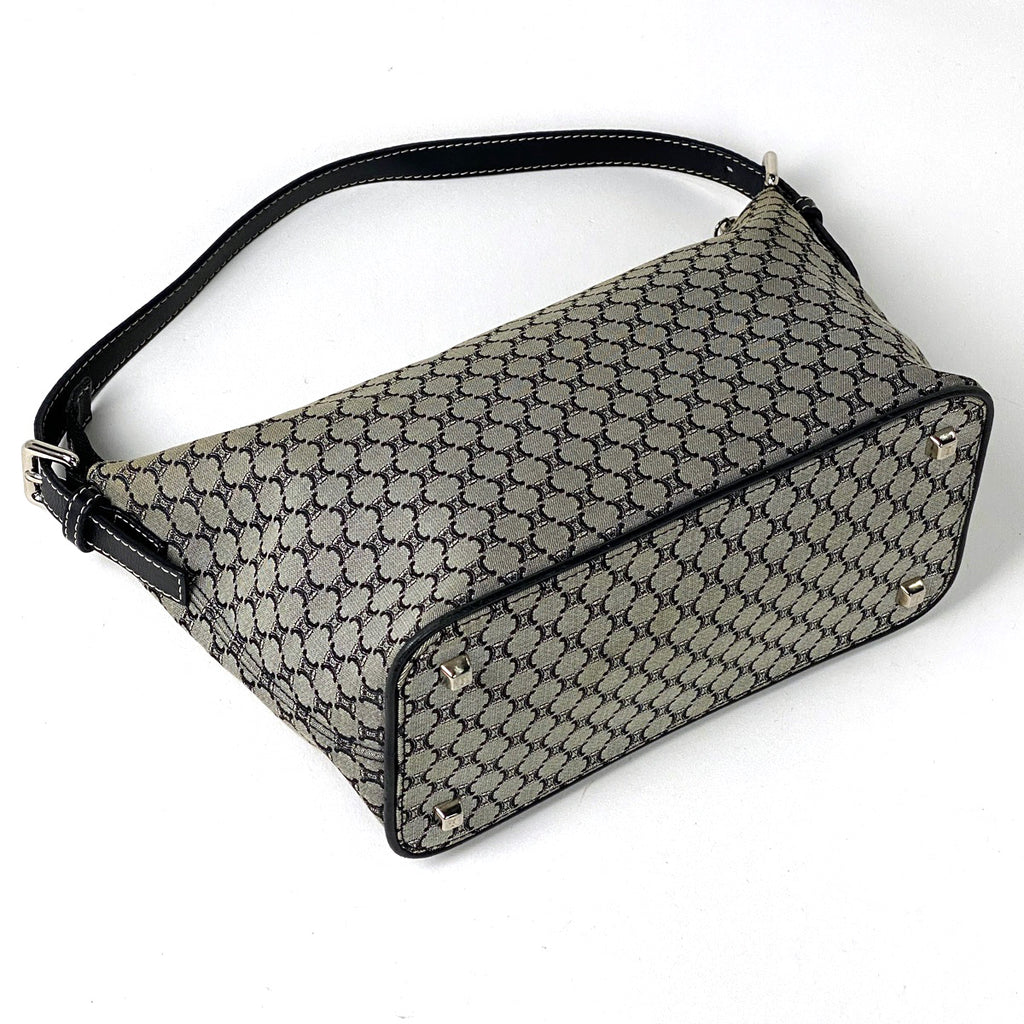セリーヌ マカダム柄 ハンドバッグ ショルダーバッグ ハンドバッグ キャンバス グレー ブラック レディース 【中古】brbag