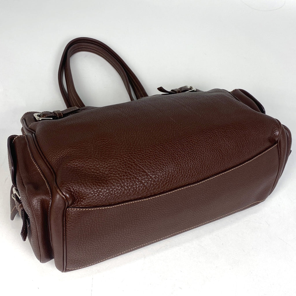 プラダ ロゴプレート トートバッグ ハンドバッグ トートバッグ レザー ブラウン BR3250 レディース 【中古】brbag