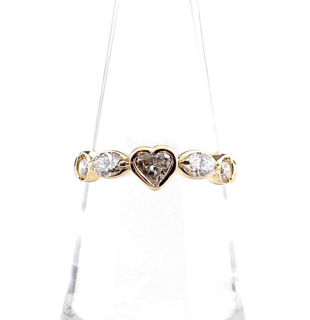 ハートモチーフ デザインリング YG イエローゴールド 指輪 リング 12.5号 K18 ダイヤモンド レディース 【中古】nbjwl