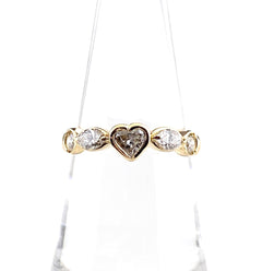 ハートモチーフ デザインリング YG イエローゴールド 指輪 リング 12.5号 K18 ダイヤモンド レディース 【中古】nbjwl