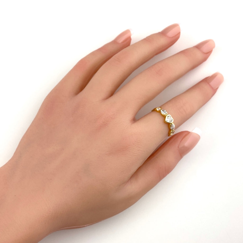 ハートモチーフ デザインリング YG イエローゴールド 指輪 リング 12.5号 K18 ダイヤモンド レディース 【中古】nbjwl