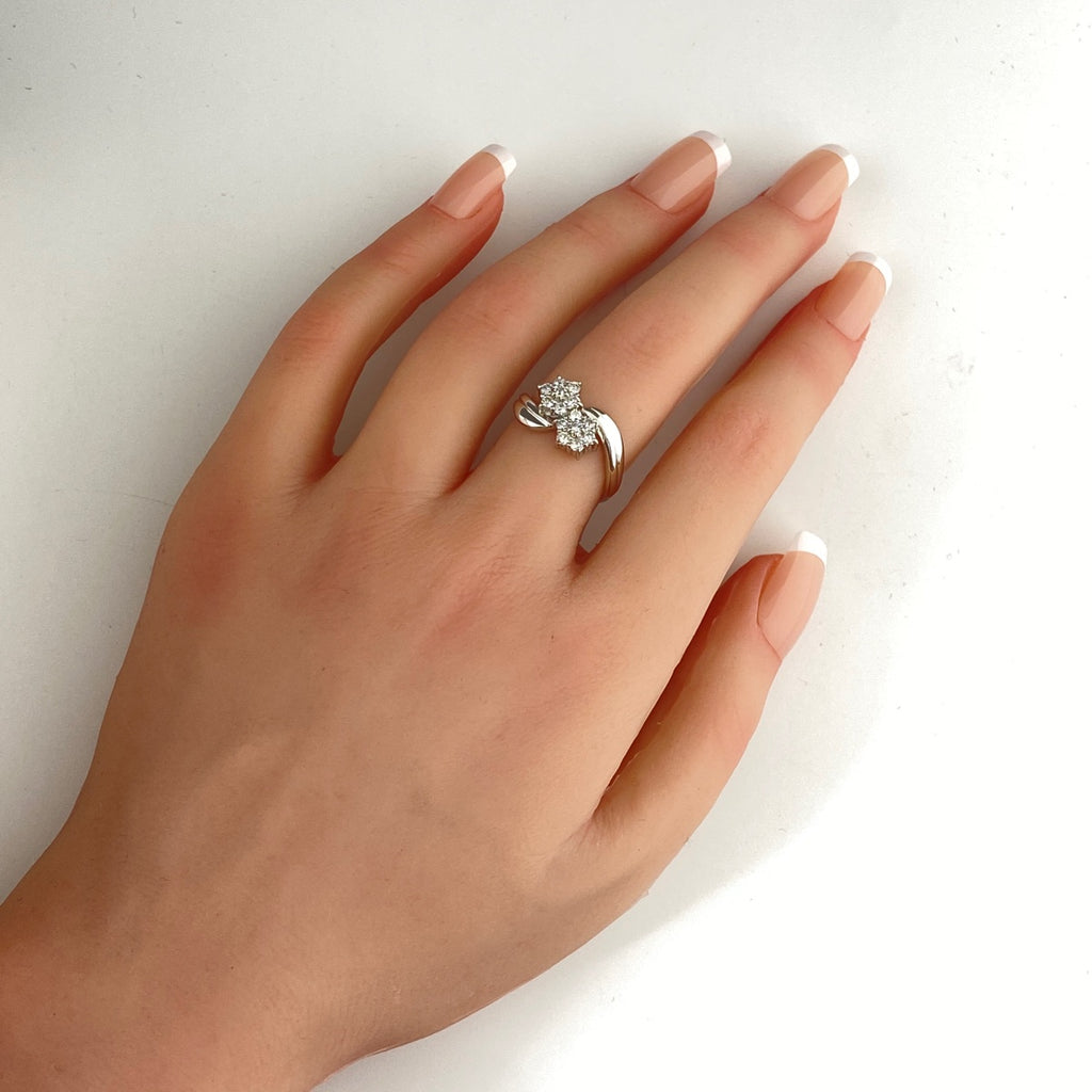 メレダイヤ デザインリング プラチナ 指輪 リング 16号 Pt900 ダイヤモンド レディース 【中古】nbjwl