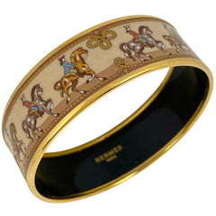 エルメス エマイユ GM 七宝焼き 腕輪 バングル GP ゴールド ベージュ レディース 【中古】bracc